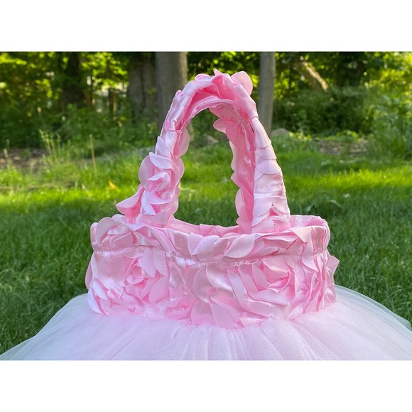 Pink Flower Girl Bag, Ballet Tutu Tote,Ballerina Bag, Princess Tote, Pink Bridal - Picture 2 of 4